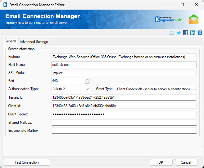 Email Connection Manager - Client Credentials